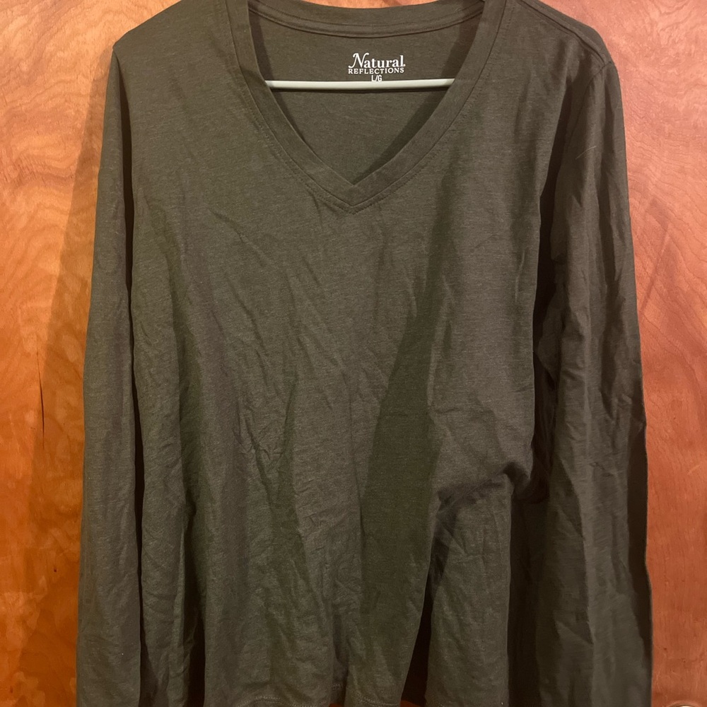 Natural Reflections Women’s Olive Long Sleeve V-Neck Tee